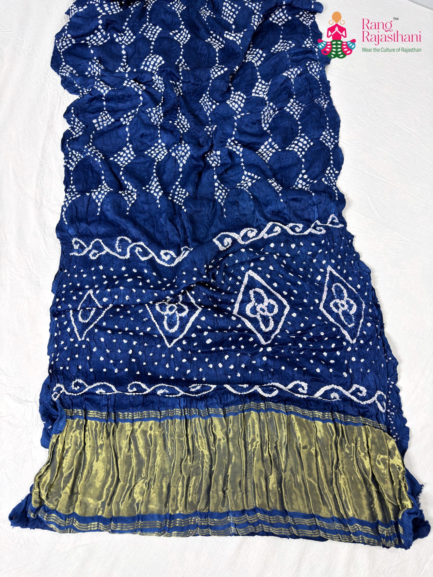blue gajji silk bandhani saree for mayra ceremony by Rang Rajasthani