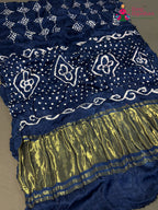 Blue Gajji Silk Bandhani Chunri Saree for Mayra Ceremony | Luxury Edit