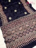 Blue Modal Ajrakh Print Saree for Casual | Party Wear