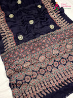 Blue Modal Ajrakh Print Saree for Casual | Party Wear