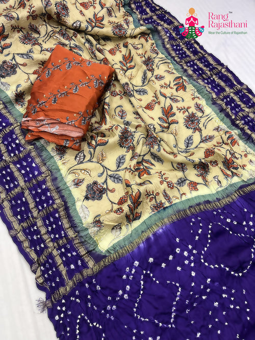 Blue Modal Ajrakh Print Saree : Light Ease main-image