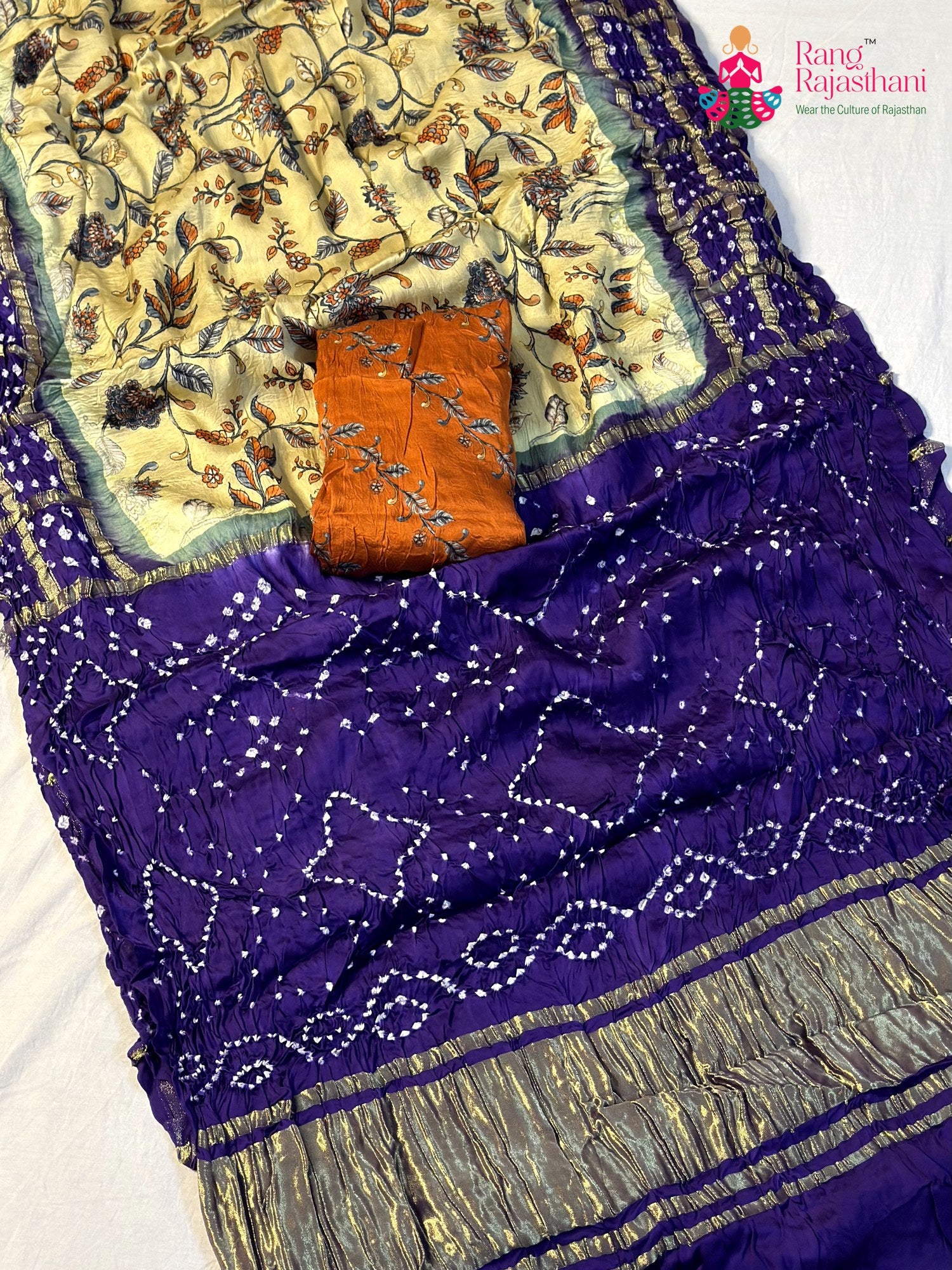 Blue Modal Ajrakh Print Gharchola Saree for Festive Celebration | Indian Wear
