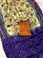 Blue Modal Ajrakh Print Gharchola Saree for Festive Celebration | Indian Wear