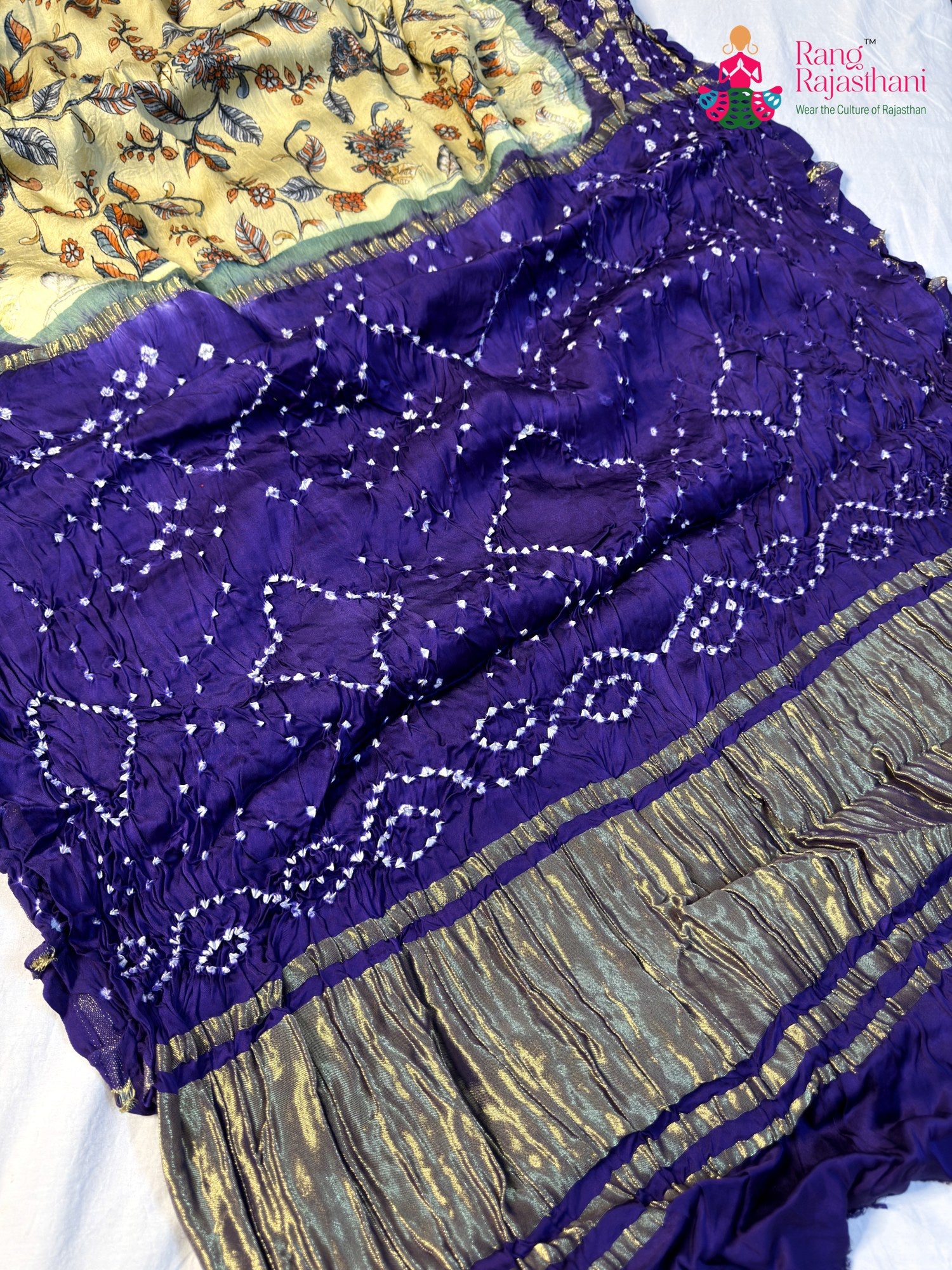 Blue Modal Ajrakh Print Gharchola Saree for Festive Celebration | Indian Wear