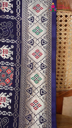 border detail of blue modal banarasi zari weave gharchola saree