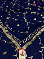 Blue Chiffon Gota Patti Saree for Wedding Guest | Signature Drape