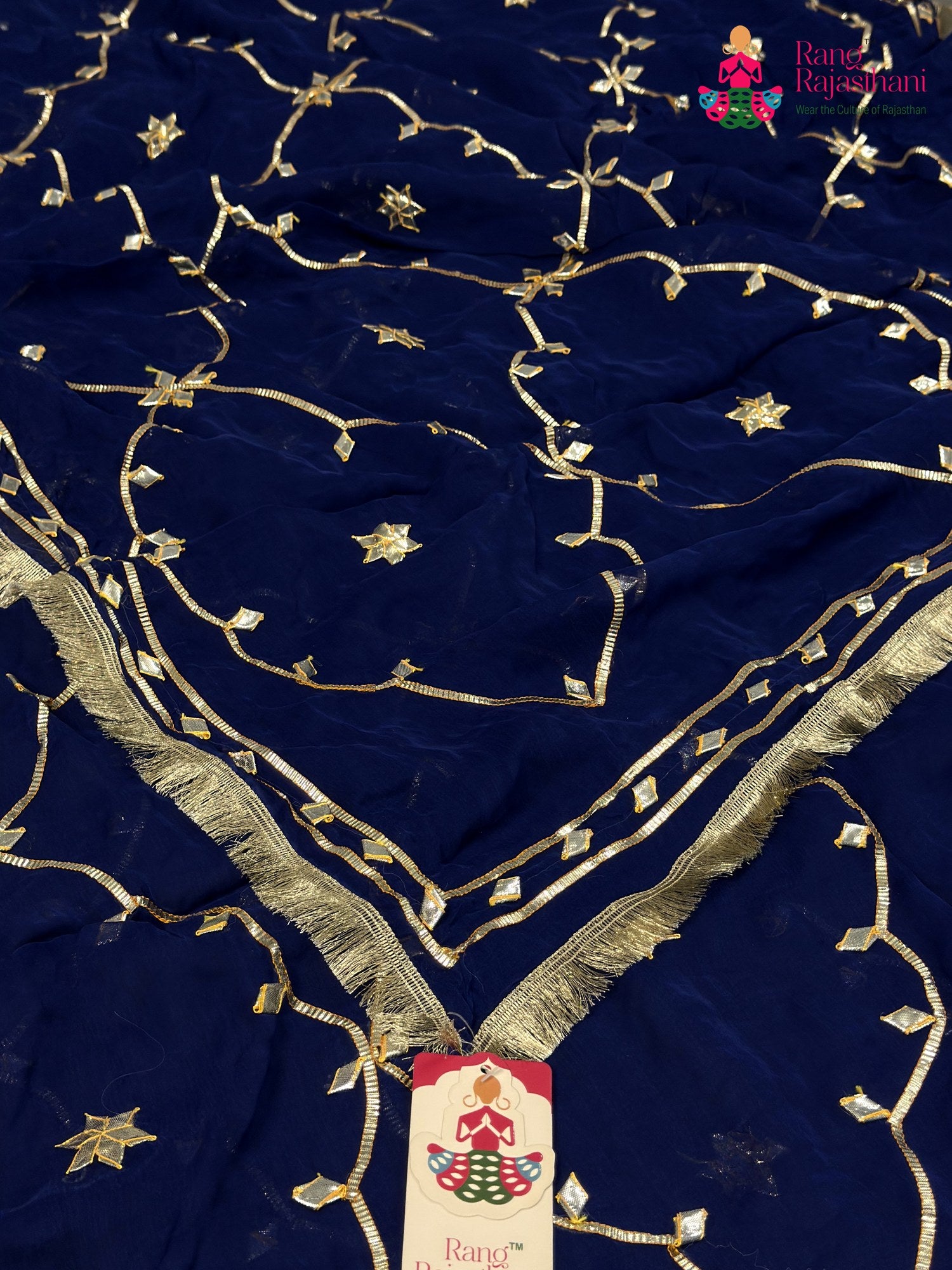 Blue Chiffon Gota Patti Saree for Wedding Guest | Premium Collection