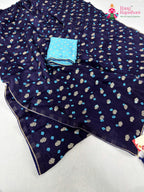 complete look of blue pure dola silk bandhani saree
