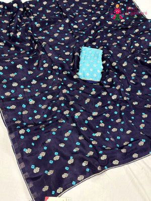Blue Pure Dola Silk Bandhani Chunri Saree for Raksha Bandhan | Editor Pick