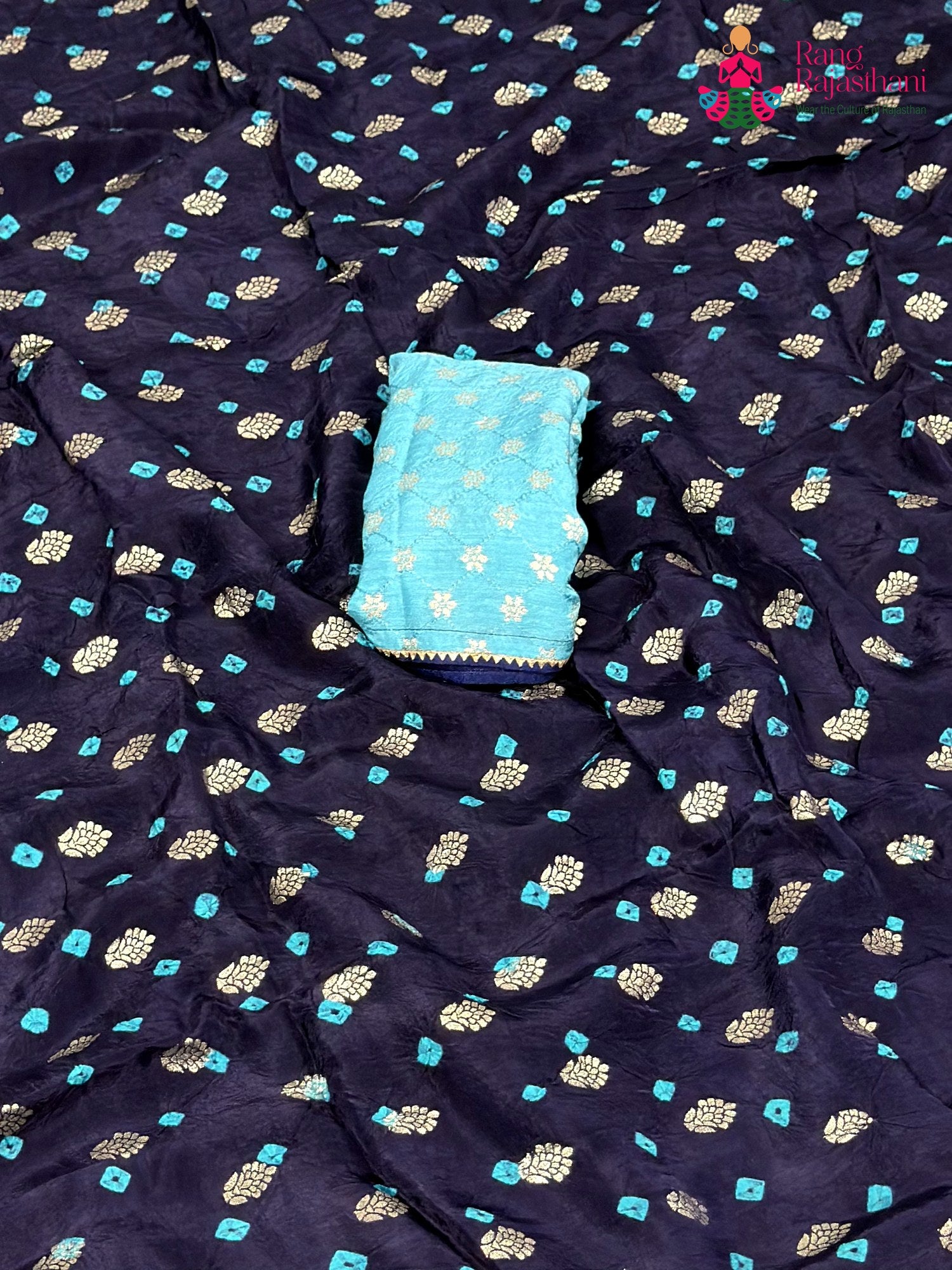 Blue Pure Dola Silk Bandhani Chunri Saree for Raksha Bandhan | Editor Pick