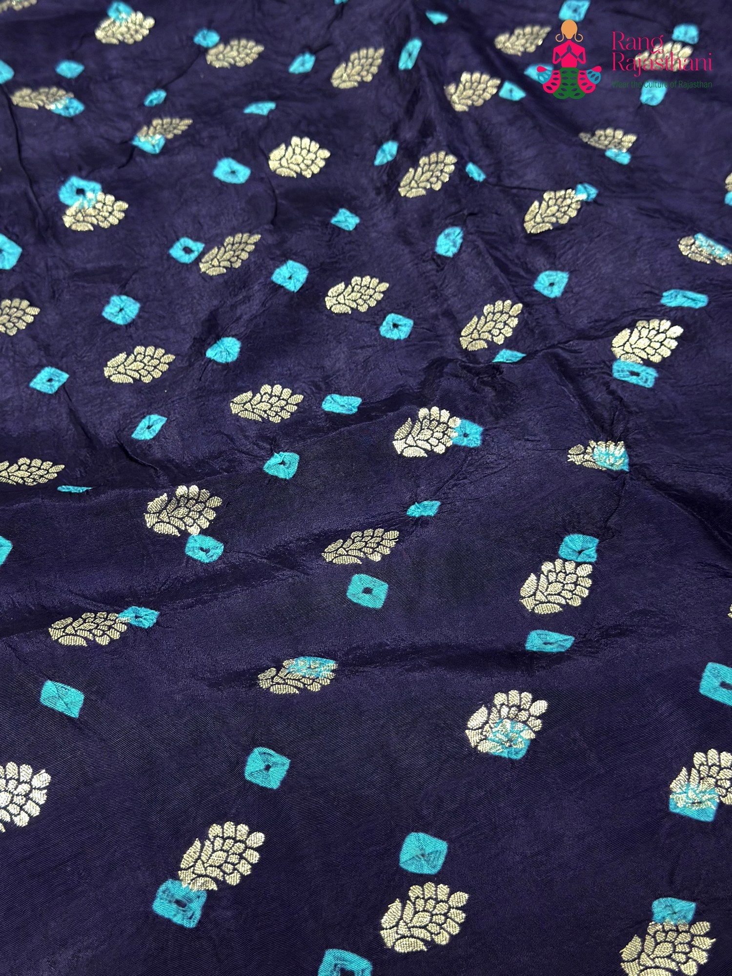 Blue Pure Dola Silk Bandhani Chunri Saree for Raksha Bandhan | Editor Pick