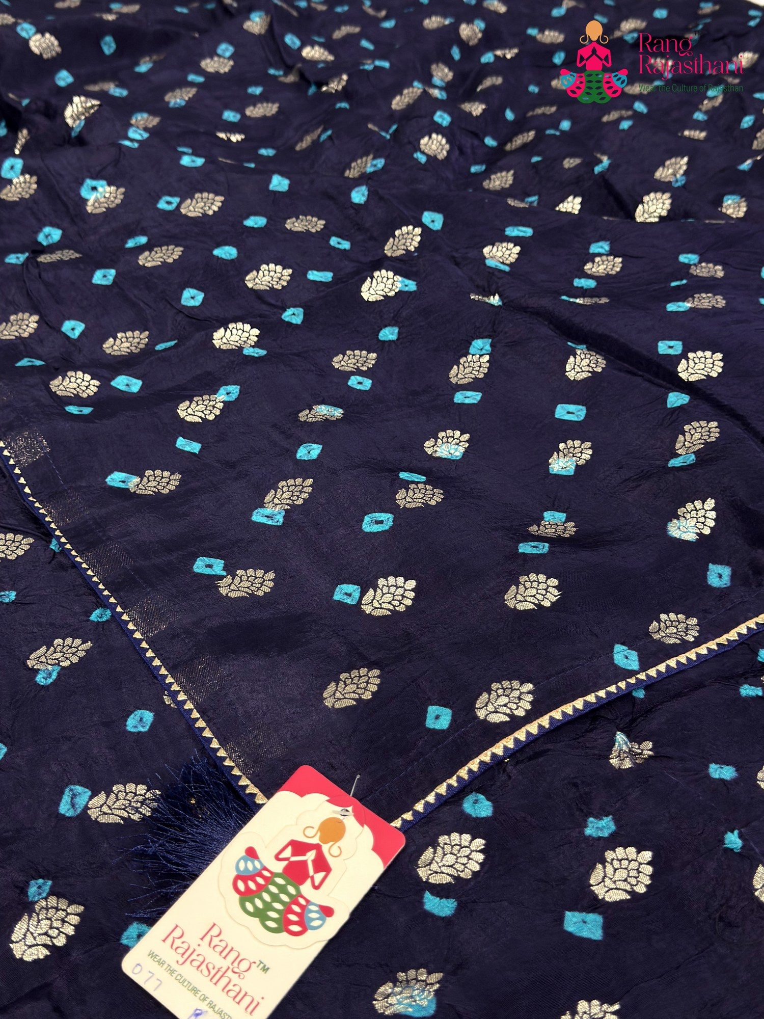 Blue Pure Dola Silk Bandhani Chunri Saree for Raksha Bandhan | Editor Pick