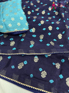 Blue Pure Dola Silk Bandhani Chunri Saree for Raksha Bandhan | Editor Pick