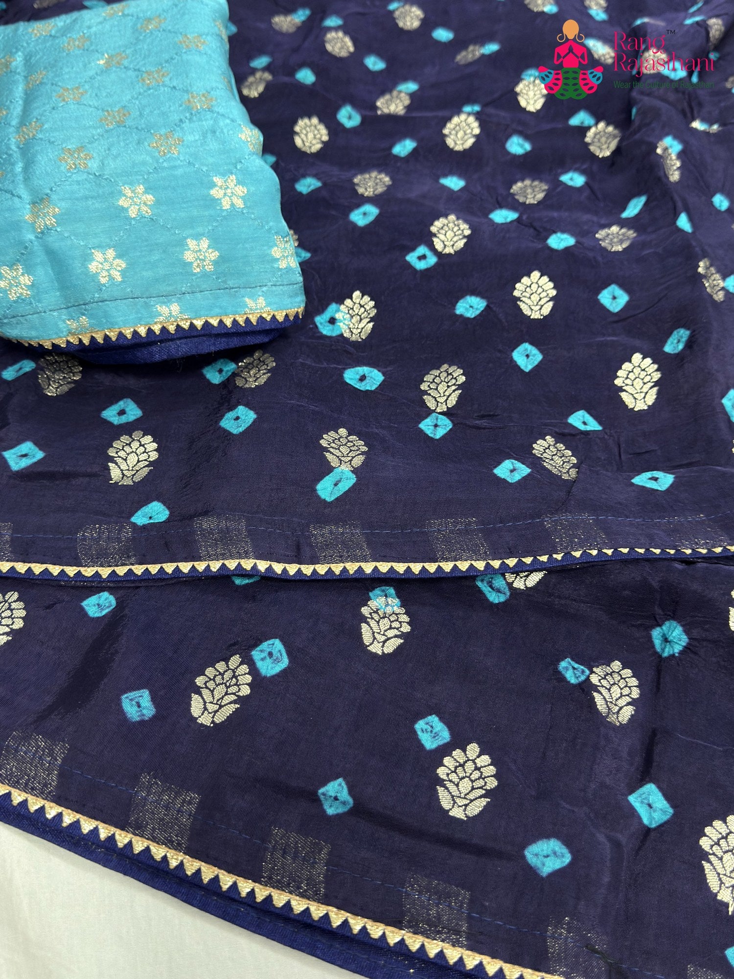 Blue Pure Dola Silk Bandhani Chunri Saree for Raksha Bandhan | Editor Pick