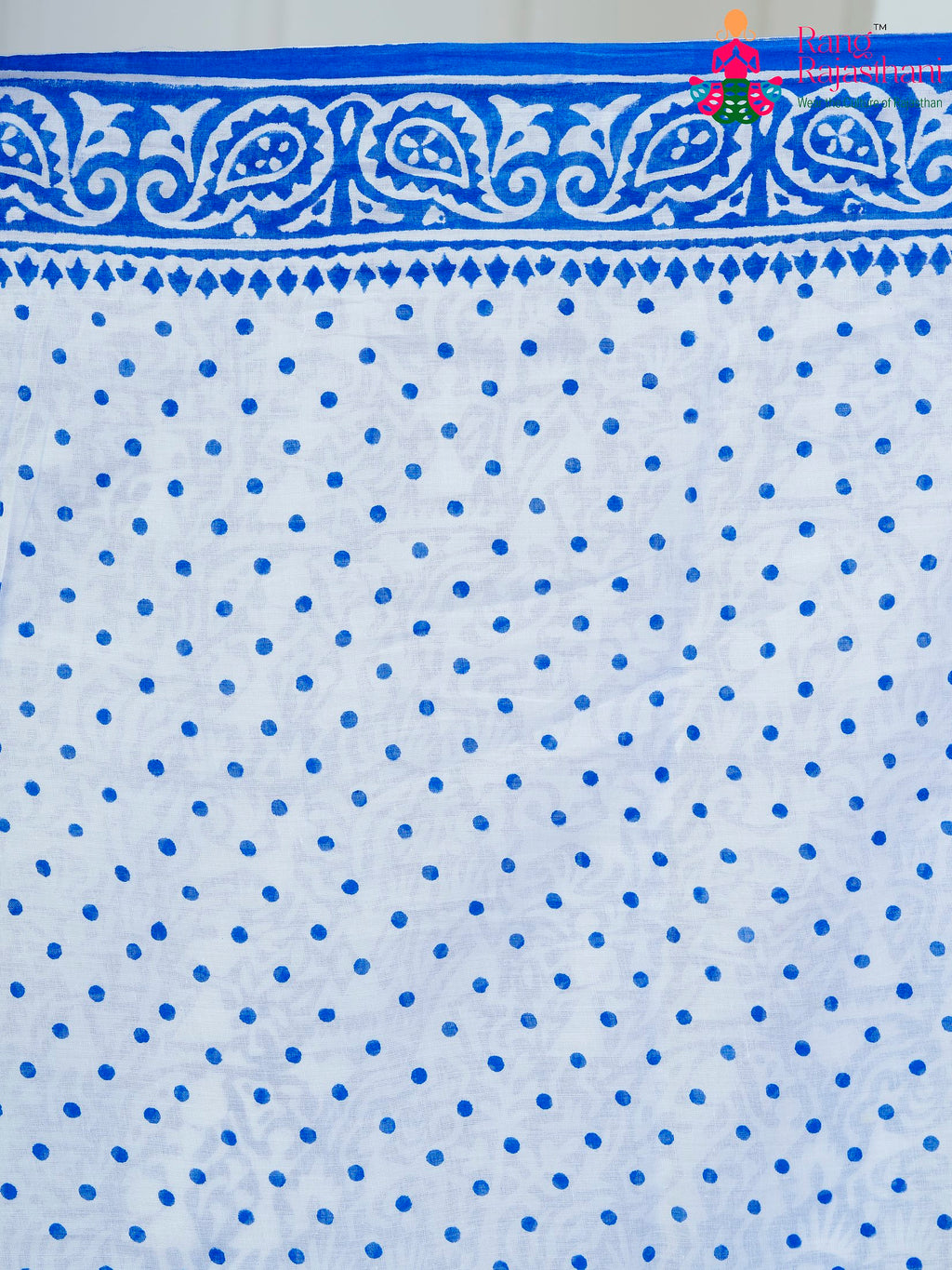 Blue Cotton saree with Printed pallu detailing