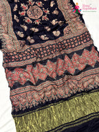 blue pure modal silk ajarakh print saree ethnic wear by Rang Rajasthani