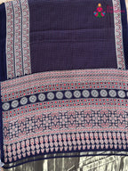 Blue Pure Modal Silk Ajrakh Print Saree for Family Occasions | Luxe Collection