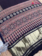 Blue Pure Modal Silk Ajrakh Print Saree for Family Occasions | Luxe Collection