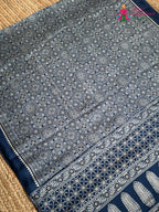 Blue Pure Modal Silk Ajrakh Print Saree for Family Occasions | Wedding Wear