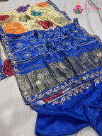 blue pure modal silk gota patti saree for mayra ceremony by Rang Rajasthani