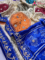 complete look of blue pure modal silk gota patti saree 