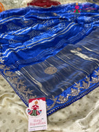 Blue Modal Gota Patti Chunri Saree for Mayra Ceremony | Most Loved