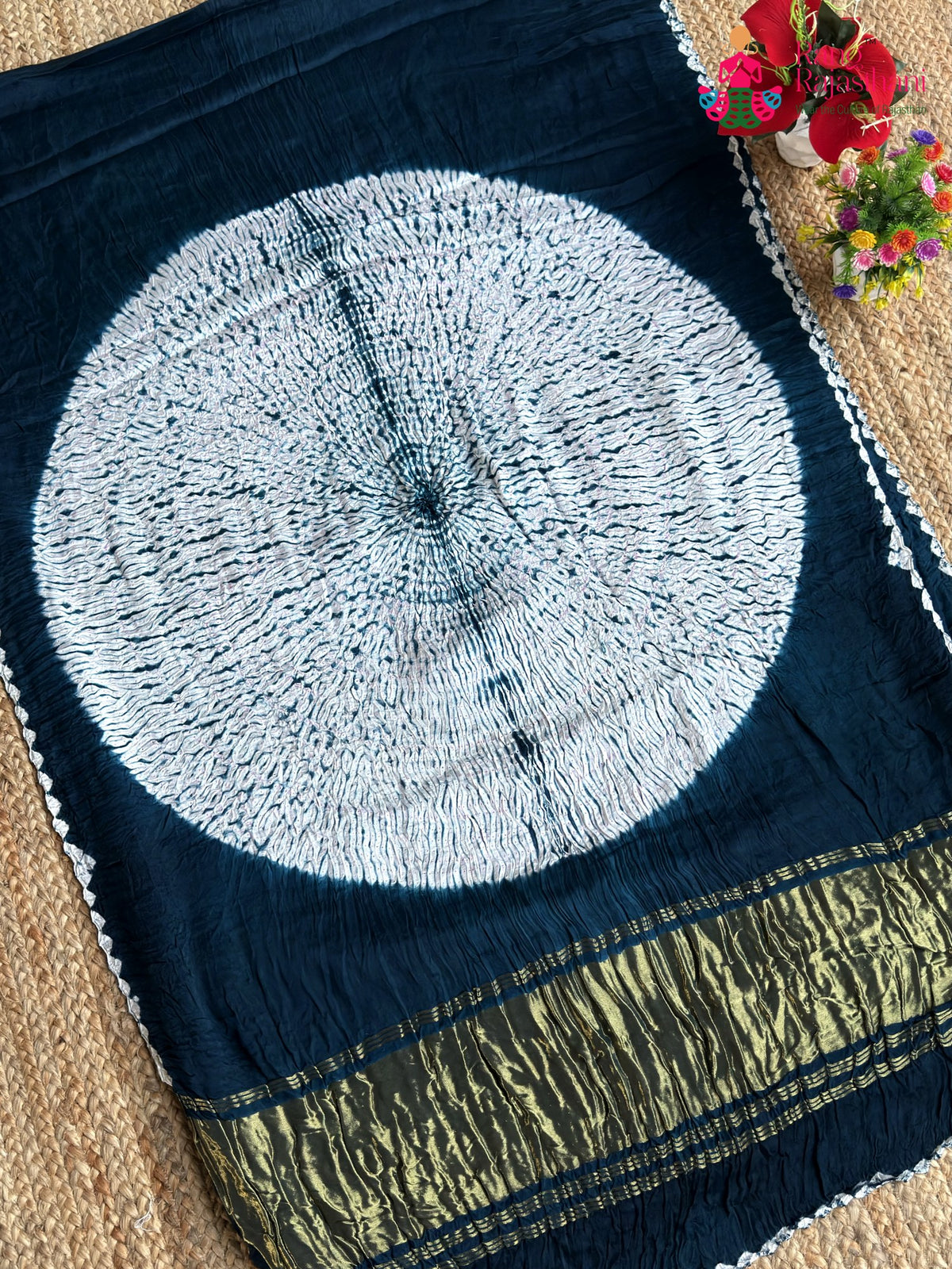 Blue Pure Modal Silk Hand Tie Dye Bandhani Chunri Saree for Sangeet Night | Order Online