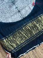 Blue Pure Modal Silk Hand Tie Dye Bandhani Chunri Saree for Sangeet Night | Order Online