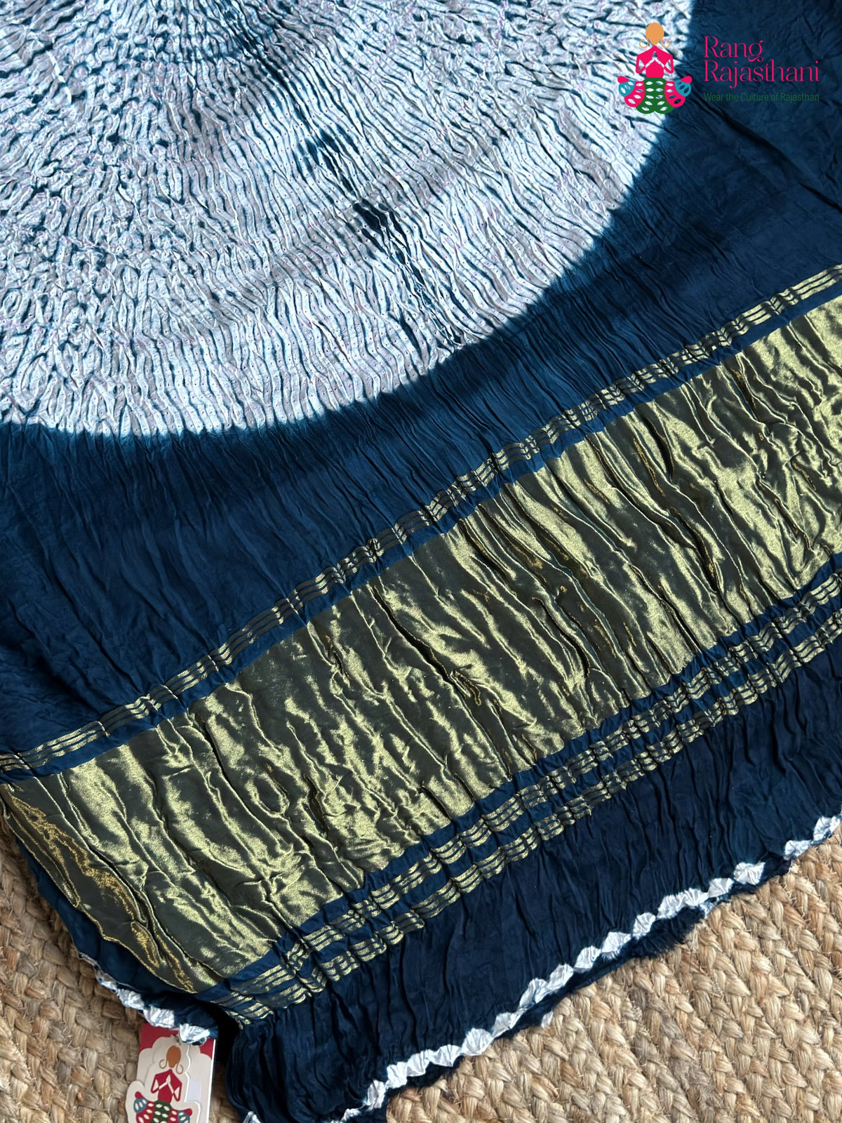 Blue Pure Modal Silk Hand Tie Dye Bandhani Chunri Saree for Sangeet Night | Order Online