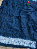 Blue Pure Modal Silk Hand Tie Dye Bandhani Chunri Saree for Sangeet Night | Order Online