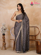Blue Pure Modal Silk Sequin Ajrakh Print Saree for Wedding Reception | Buy Online