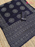 Blue Pure Modal Silk Sequin Ajrakh Print Saree for Wedding Reception | Shop Now