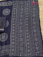 Blue Pure Modal Silk Sequin Ajrakh Print Saree for Wedding Reception | Shop Now