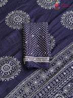 Blue Pure Modal Silk Sequin Ajrakh Print Saree for Wedding Reception | Shop Now
