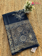 Blue Pure Modal Silk Sequin Ajrakh Print Saree for Bridal | Shop Online