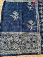 Blue Pure Modal Silk Sequin Ajrakh Print Saree for Bridal | Shop Online