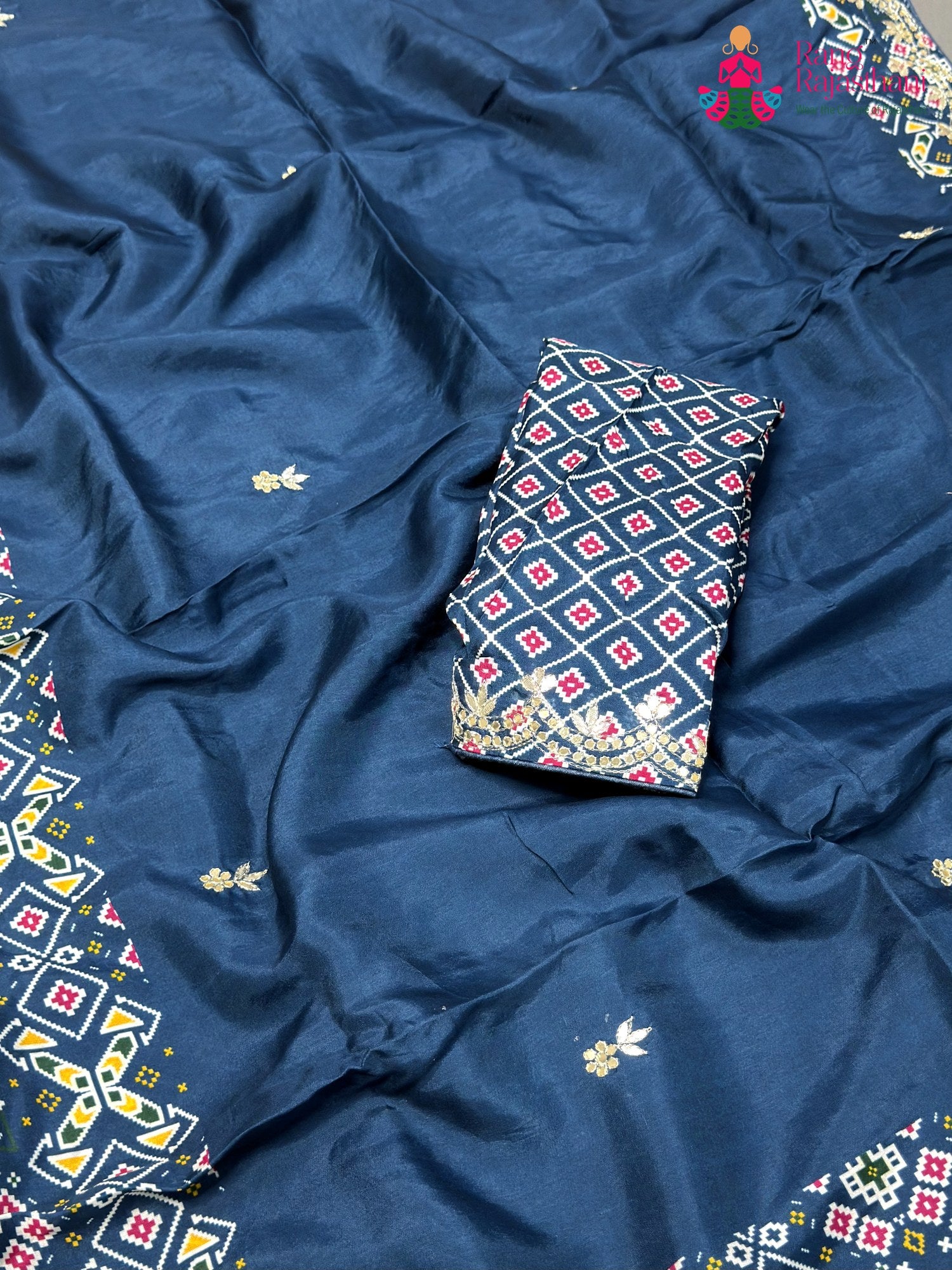Blue Pure Russian Silk Gota Patti Saree for Mayra Ceremony | Shop Now