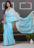 Blue Pure Upada Silk Gota Patti Saree for Festive Celebration | Designer Pick