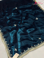 blue synthetic gota patti saree ethnic wear by Rang Rajasthani