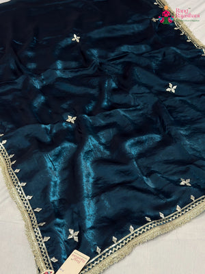 Blue Art Silk Gota Patti Saree for Sangeet Night | Order Online