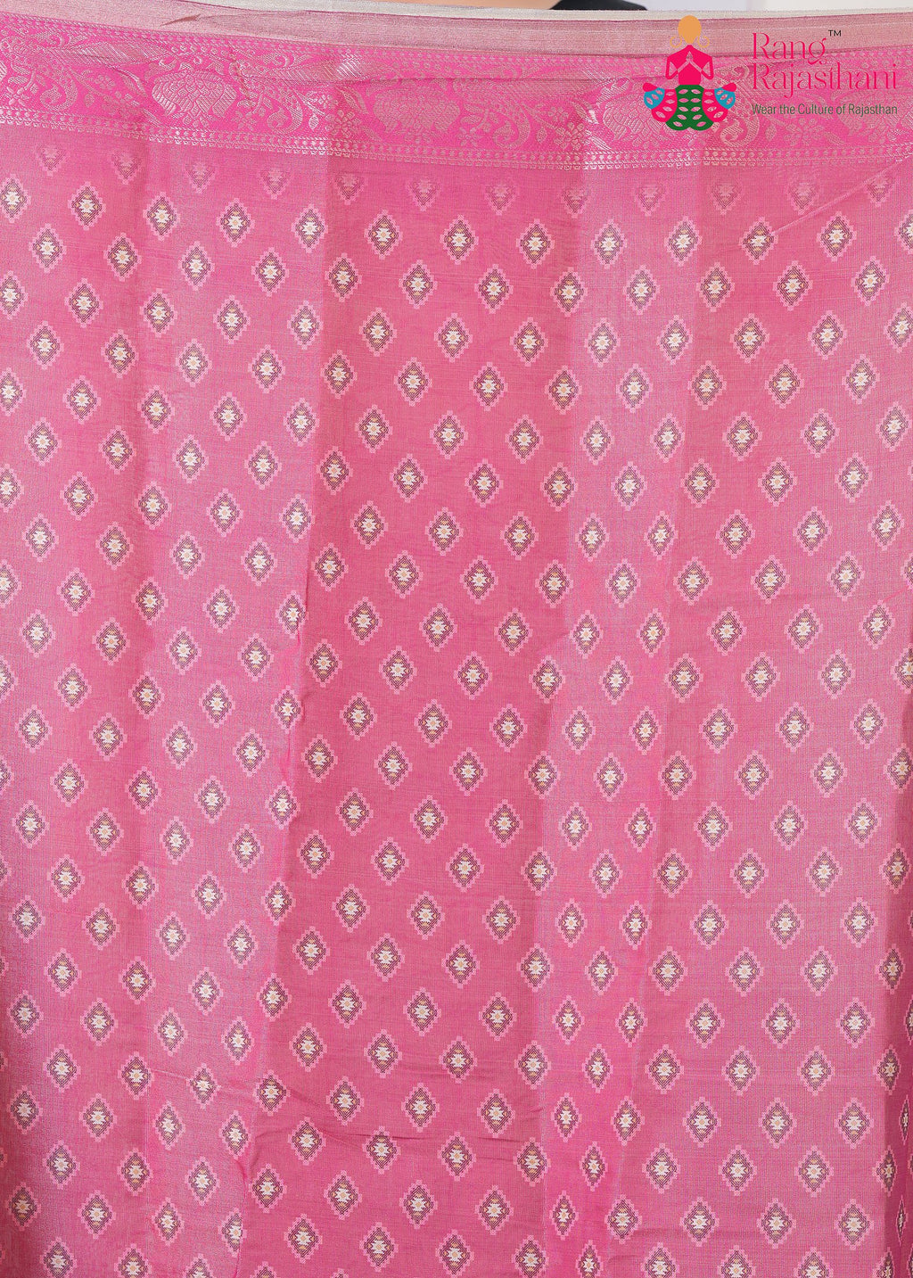 peach Imported saree with Printed pallu detailing