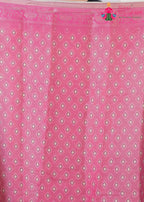 peach Imported saree with Printed pallu detailing