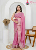 Pink Pure Kora Silk Plain Saree for Festive Celebration | Luxury Edit