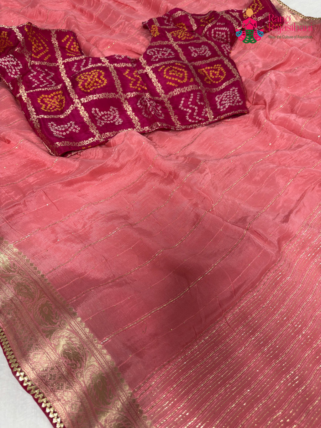 fabric texture of onion fabric saree