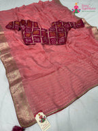 border detailing of onion fabric saree