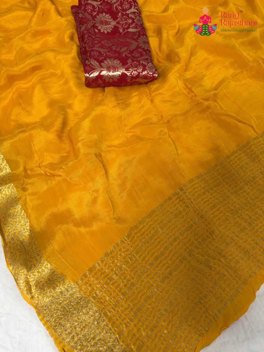 fabric texture of breathable yellow fabric saree