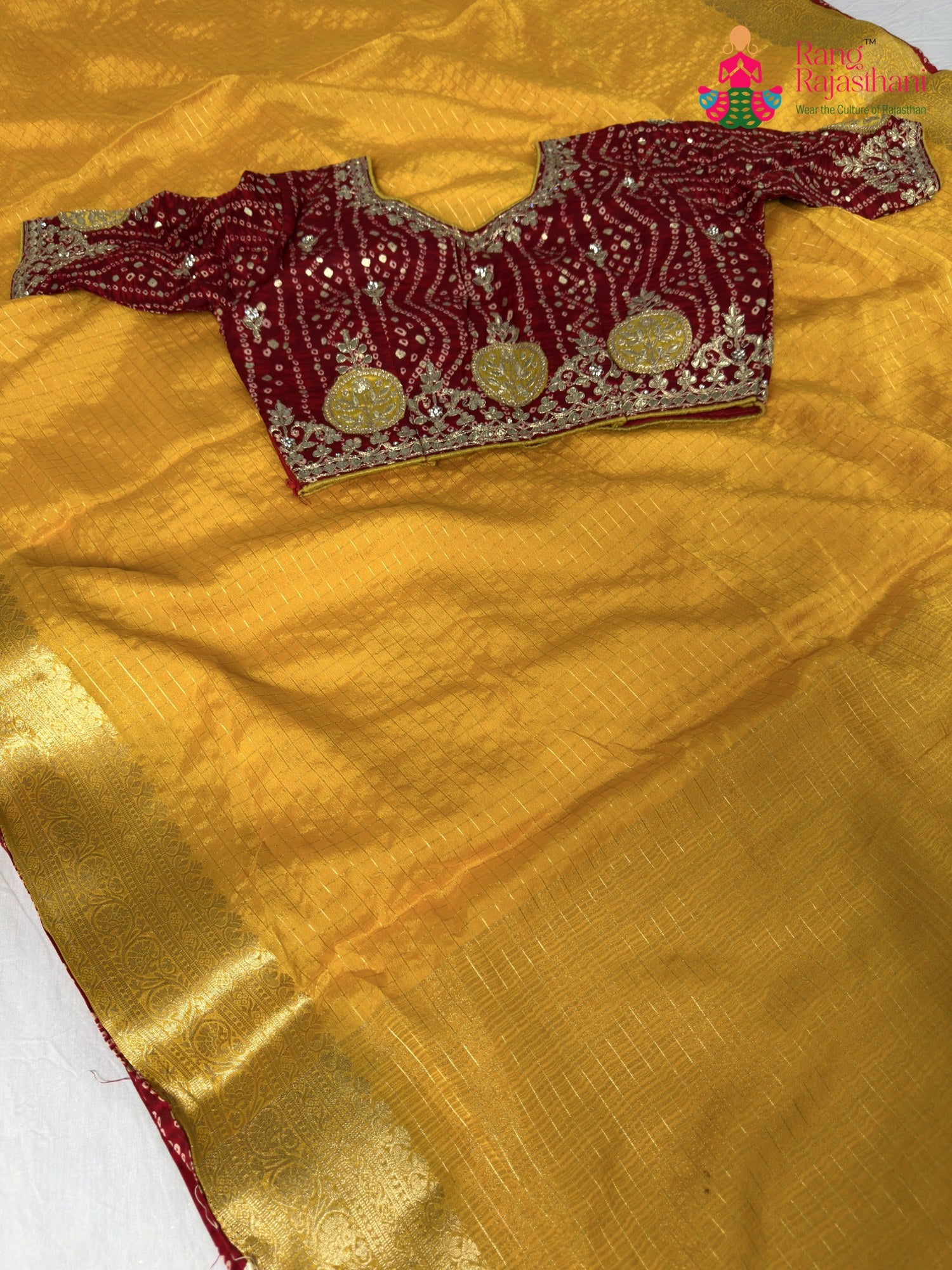 fabric texture of breathable yellow saree