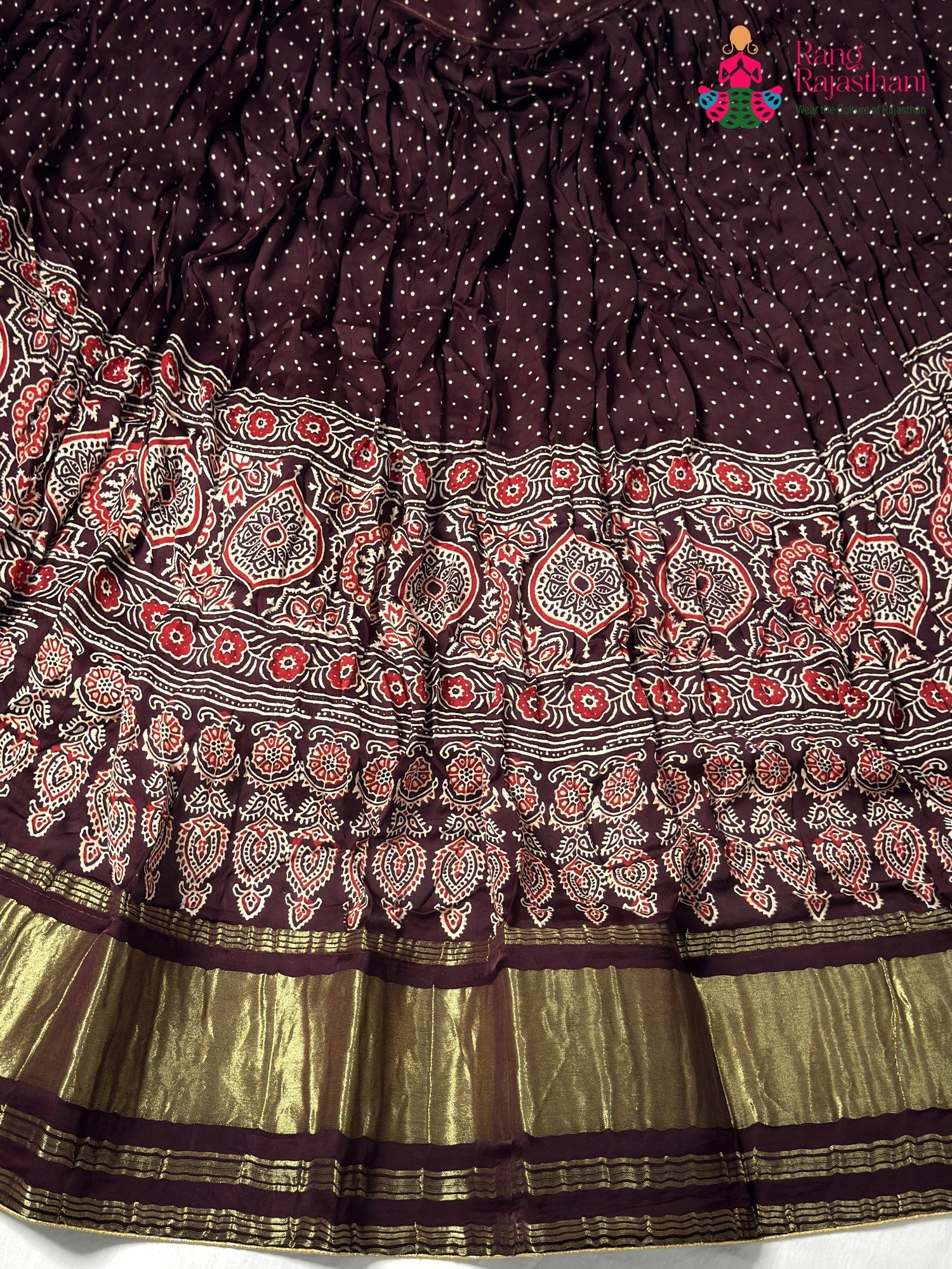 Brown Modal Ajrakh Print Lehenga Chunni for Festive Celebration | Buy Online