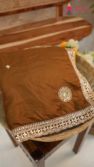Brown Pure Ho Silk Hand Embellishment Saree for Sangeet Night | Buy Online