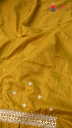 design pattern of brown pure ho silk hand embellishment saree